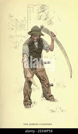 Illustration George Belcher vintage intitulée The Jobbing Gardener Banque D'Images