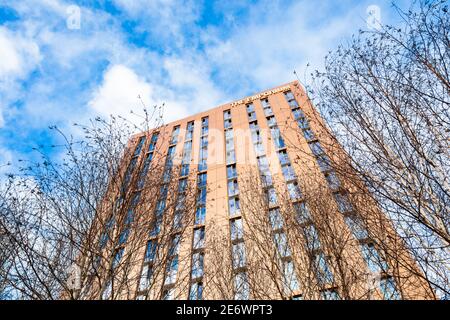 L'Emporium, bâtiment moderne d'hébergement étudiant, Millennium point, Birmingham, Royaume-Uni Banque D'Images