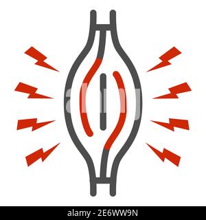 Icône de ligne de douleur musculaire, concept de douleur corporelle, signe de douleur musculaire sur fond blanc, icône de spasme musculaire dans le style de contour pour le concept mobile et le web design Illustration de Vecteur