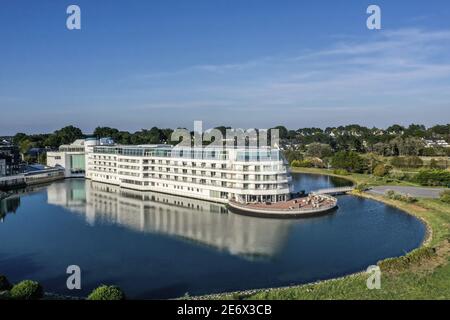 France, Morbihan (56), Grande-Bretagne, Arzon, Crouesty Harbour, Miramar la Cigale Hotel , (vue aérienne) Banque D'Images