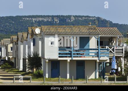 France, Aude, Gruissan, les chalets Banque D'Images