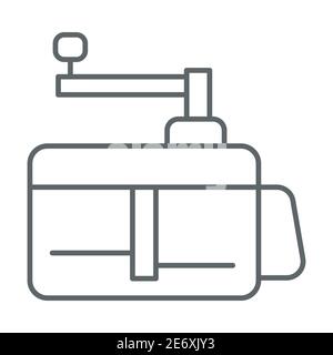 Trancheuse de légumes icône en ligne mince, concept d'appareils de cuisine, signalétique d'équipement électrique domestique de cuisine sur fond blanc, légumes automatiques Illustration de Vecteur