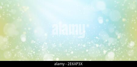 Arrière-plan d'été abstrait de couleur douce. Bokeh sur fond bleu et doré flou. Banque D'Images