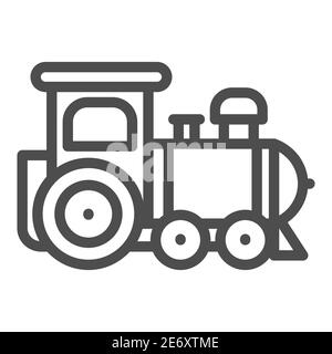Icône de la ligne de jouet de moteur, concept de jouets de enfants, petite affiche de train sur fond blanc, icône de jouet de locomotive dans le style de contour pour le concept mobile et la conception de Web Illustration de Vecteur