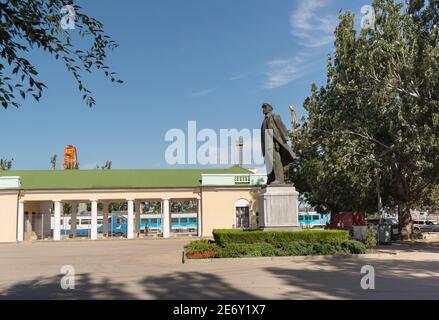 Russie, Crimée, Feodosia 18 septembre 2020-Monument à Vladimir Ilyich Lénine sur la piste de la station balnéaire Banque D'Images