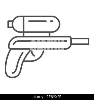 Icône de ligne mince de pistolet à eau, concept de jouets pour enfants, signe de jouet de pistolet sur fond blanc, icône de pistolet à eau dans le style de contour pour le concept mobile et la conception de Web Illustration de Vecteur