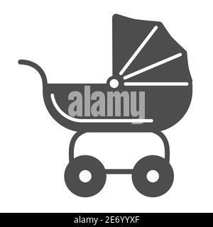 Pram pour poupées icône solide, concept jouets enfants, signe de chariot de bébé jouet sur fond blanc, icône poussette de poupée bébé dans le style glyphe pour le concept mobile Illustration de Vecteur