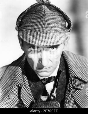 PETER CUSHING Portrait en tant que Sherlock Holmes dans LE LIVRE DE LE directeur DE BASKERVILLES 1959, TERENCE FISHER, basé sur le Sherlock Roman de Holmes par Sir Arthur Conan Doyle Hammer films / Artistes Unis Banque D'Images