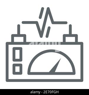 Appareil de mesure de l'icône de ligne de charge, concept technologique, indicateur de mesure électrique sur fond blanc, icône de charge de la batterie dans le style de contour pour mobile Illustration de Vecteur