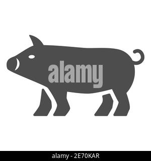 Icône de porc plein, concept d'animaux de ferme, signe de porc sur fond blanc, icône de silhouette de porc en style glyphe pour le concept mobile et la conception de Web. Vecteur Illustration de Vecteur