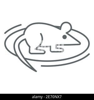 Rat pour les expériences icône de ligne mince, concept scientifique, signe de souris expérimentale sur fond blanc, icône de souris de laboratoire en style de contour pour mobile Illustration de Vecteur