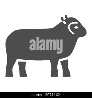 Icône de mouton pleine, concept d'animaux de ferme, signe d'agneau sur fond blanc, silhouette d'icône d'animal de mouton en style glyphe pour le concept mobile et le web Illustration de Vecteur