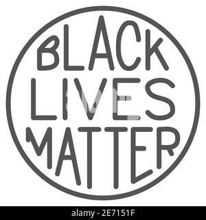 Black Lives Matter poster dans cadre rond solide icône, BLM concept, BLM poster signe sur fond blanc, bannière de protestation sur le droit humain de noir Illustration de Vecteur