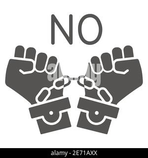 No à manilles symbole icône pleine, Black Lives Matter concept, pas de violence contre les noirs signe sur fond blanc, menotté mains icône en glyphe Illustration de Vecteur