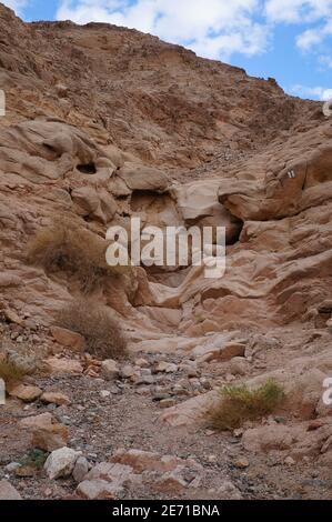 Randonnée dans le Wadi Shahamon, au sud d'Israël Banque D'Images