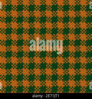 Motif vectoriel sans couture orné dans des tons de vert et d'orange comme texture de tissu Illustration de Vecteur