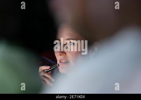 Portrait de la candidate socialiste française aux élections présidentielles de 2007 Segolene Royal, qui semble inquiète et inquiète alors que le début de sa campagne est confronté à des problèmes et à de mauvais sondages. French West Indies, 26/27, 2007. Photo par Axelle de russe/ABACAPRESS.COM Banque D'Images