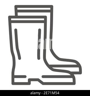 Caoutchouc bottes ligne icône, jardin et jardinage concept, imperméable chaussures signe sur fond blanc, gumboots icône dans le style de contour pour le concept mobile et Illustration de Vecteur