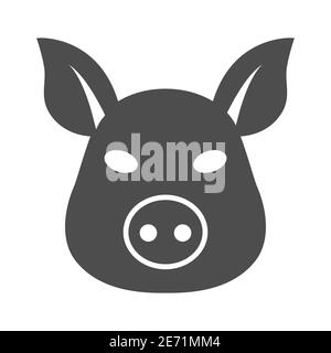 Icône en forme de tête de porc, concept d'animaux de ferme, signe de porc sur fond blanc, icône en forme de visage de porc en style glyphe pour le concept mobile et la conception de Web Illustration de Vecteur