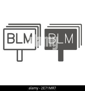 Black Lives Matter ligne et icône solide, Black Lives Matter concept, BLM signe sur fond blanc, Stop racisme poster icône dans le style de contour pour Illustration de Vecteur