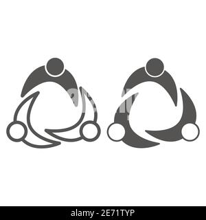 Ligne d'unité des gens blancs et noirs et icône solide, concept de la matière des vies noires, signe d'amitié BLM sur fond blanc, les gens blancs et les gens noirs Illustration de Vecteur