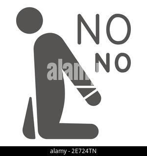Homme sur les genoux avec ses mains liées icône solide, Black Lives Matter concept, BLM signe pas de liaisons sur fond blanc, aucune victime de torture icône dans glyphe Illustration de Vecteur