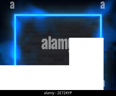 Cadre lumineux rectangulaire lumineux pour illustration vectorielle au néon avec fond bleu. Illustration de Vecteur