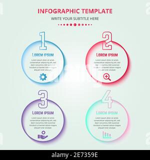 Infographie colorée quatre étapes avec chiffres Illustration de Vecteur