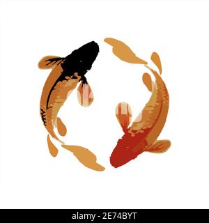 logo japonais légendaire de poisson koi, chance, prospérité, et bonne fortune Illustration de Vecteur