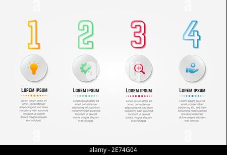 Modèle d'étapes de l'infographie uniforme avec éléments métiers Illustration de Vecteur