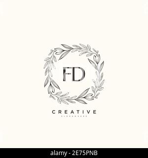 FD Beauty vector initial logo art, écriture logo de la signature initiale, mariage, mode, bijoux, boutique, floral et botanique avec la température créative Illustration de Vecteur