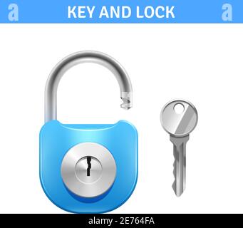 Serrure et clé en métal pour la sécurité conception réaliste vecteur isolé illustration Illustration de Vecteur