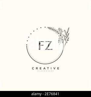 FZ Beauty vector logo initial art, écriture logo de signature initiale, mariage, mode, bijoux, boutique, floral et botanique avec la température créative Illustration de Vecteur