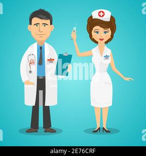 Médecin et infirmière silhouettes pleine longueur avatars plat vecteur isolé illustration Illustration de Vecteur