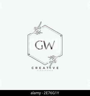 GW Beauty vector logo initial art, écriture logo de signature initiale, mariage, mode, bijoux, boutique, floral et botanique avec la température créative Illustration de Vecteur