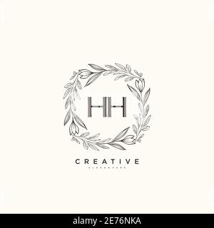 HH Beauty vector logo initial art, écriture logo de la signature initiale, mariage, mode, bijoux, boutique, floral et botanique avec la température créative Illustration de Vecteur