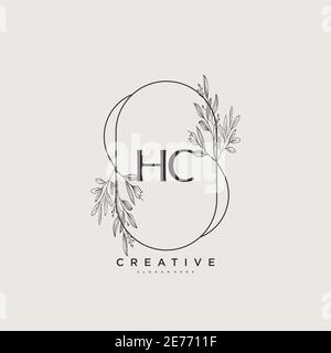 HC Beauty vector initial logo art, écriture logo de la signature initiale, mariage, mode, bijoux, boutique, floral et botanique avec la température créative Illustration de Vecteur
