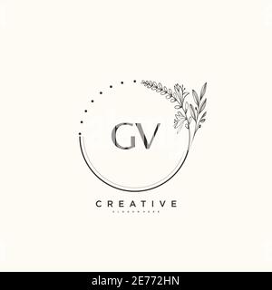 GV Beauté vecteur logo initial art, écriture logo de la signature initiale, mariage, mode, bijoux, boutique, floral et botanique avec la température créative Illustration de Vecteur