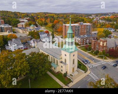 Trinity Lutheran Church, 73 Lancaster Street, dans le centre-ville historique de Worcester, Massachusetts, États-Unis. Banque D'Images