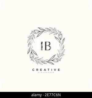 IB Beauté vecteur logo initial art, écriture logo de la signature initiale, mariage, mode, bijoux, boutique, floral et botanique avec la température créative Illustration de Vecteur