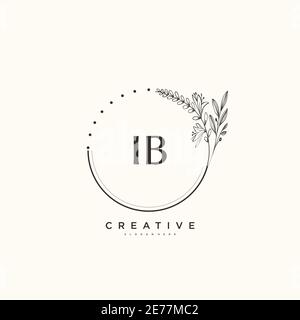 IB Beauté vecteur logo initial art, écriture logo de la signature initiale, mariage, mode, bijoux, boutique, floral et botanique avec la température créative Illustration de Vecteur