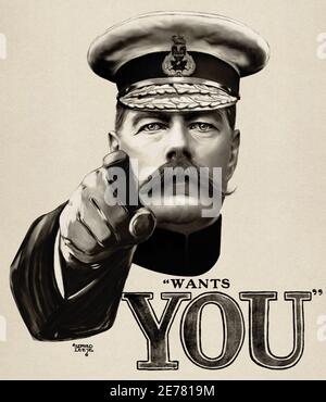 Le classique britannique vintage de Kitchener vous souhaite une affiche de recrutement emblématique reproduction moderne Banque D'Images