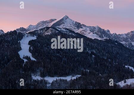 L'Alpspitze est un célèbre sommet de montagne de l'allemand Partie des Alpes Banque D'Images