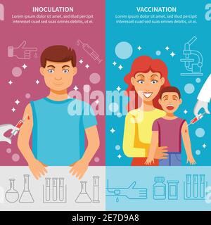 Bandeau vertical médical avec éléments de vaccination pour enfants et adultes pour la prévention maladies infectieuses illustration de vecteur isolé Illustration de Vecteur