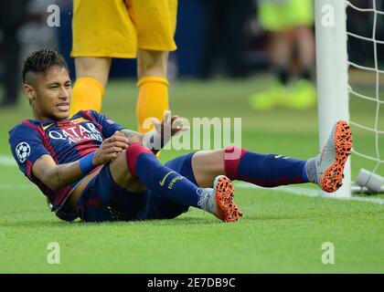 BERLIN, ALLEMAGNE - 6 JUIN 2015 : Neymar photographié lors de la finale de la Ligue des champions de l'UEFA 2014/15 entre Juventus Torino et le FC Barcelone à l'Olympiastadion. Banque D'Images