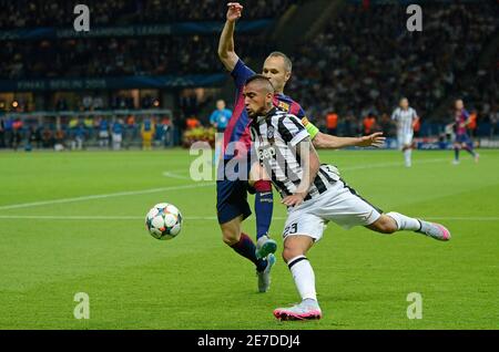 BERLIN, ALLEMAGNE - 6 JUIN 2015 : Arturo Vidal photographié lors de la finale de l'UEFA Champions League 2014/15 entre Juventus Torino et le FC Barcelone à l'Olympiastadion. Banque D'Images