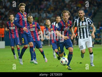 BERLIN, ALLEMAGNE - 6 JUIN 2015 : Ivan Rakitique photographié lors de la finale de l'UEFA Champions League 2014/15 entre Juventus Torino et le FC Barcelone à l'Olympiastadion. Banque D'Images