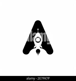 Lettre noire AVEC logo en forme de fusée Illustration de Vecteur