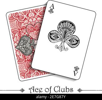 Jeu de cartes concept avec ace de clubs costume et dos illustration vectorielle Illustration de Vecteur