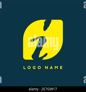 Grunge style de i lettre initiale vecteur logo modèle jaune couleur avec fond bleu marine Illustration de Vecteur